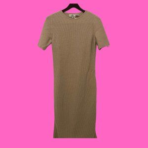 Fendi Wool Bodycon Camel Mid-Length Dress